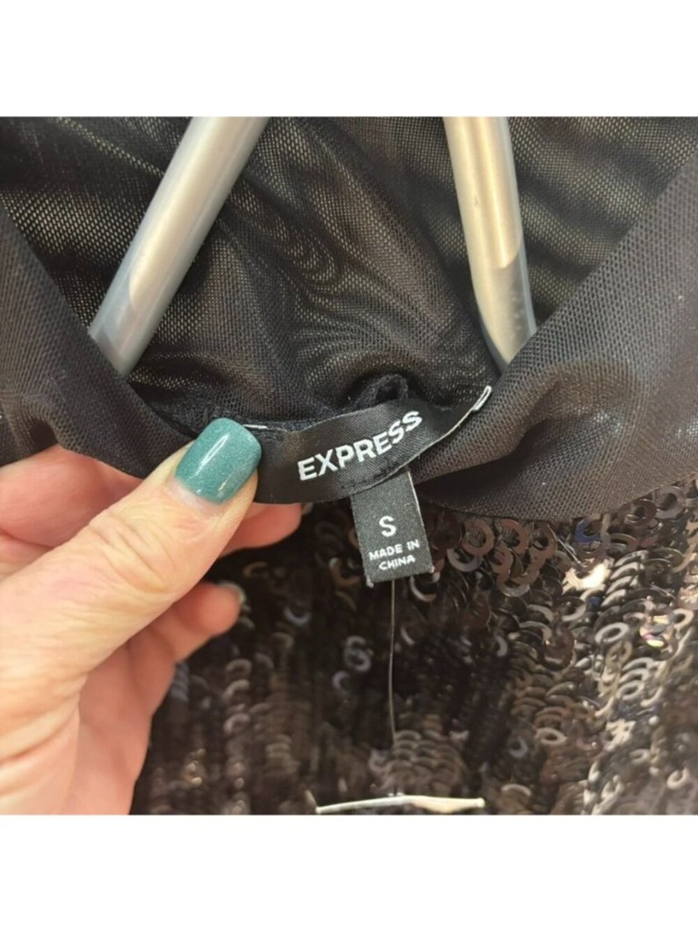Black Y2k Inspired Sequin Sleeveless Mini Dress By Express S - Picture 4 of 8